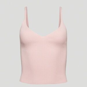 Aritzia Wilfred Itinerary Ribbed Knit Top in Poetic Pink